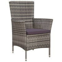 Canddidliike vanjski Wicker Patio set sa staklenim trpezarijskim stolom i jastukom bistro stolicama - siva