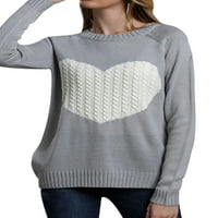 Ženska grafička grafička kontrastni džemper sa dugim rukavima