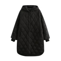 Odieerbi jakne za žene plus veličine kabanice vodootporni kaputi s dugim kapuljačom obložen windbreaker Travel jakna na otvorenom s kapuljačom crna