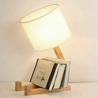 Creative Robot stolna lampa, podesiva i rezervirana drvena noćna lampa sa vijcima E Tkanina Shade Kids