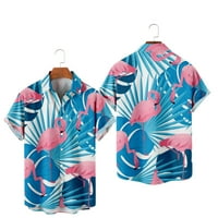 Muške kratke rukave crtane životinje Flamingo tiskana košulja Redovna fit poplina gumb dolje majice