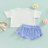 Izhanske novorođene dječje djevojke odjeću kratki rukav leptir majica TOP RUFFLE HLAČE HLAČE Odjeća