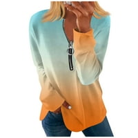 Yubatuo Womens Duksev ženski patentni patentni zatvarač na vrhu pamučne bluze casual modne majice vrhovi ženskih ležernih rukava s dugim rukavima svijetlo i udobno svijetlo plavo 4xl