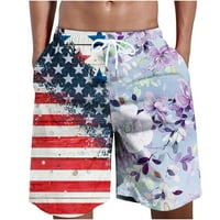 Fartey muških kratkih kratkih kratkih kratkih kratkih elastičnih struka džepova na plaži na plaži salon američka zastava Havajski patchwork print kratki, s-6xl
