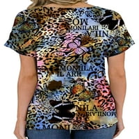 Sanviglor majica za žene kratki rukav Ljetni vrhovi Leopard Print T Majica Prozračna blusa Tunika Holiday