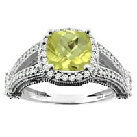 10k bijeli zlatni prirodni limunski kvarcni split zglobni prsten za prsten 7x dijamantski akcent, veličine