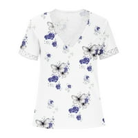 Olyvenn ženske trendy švicarske majice za bluze Swiss TOTS Grafički vrhovi čipke V izrez Majice Labave