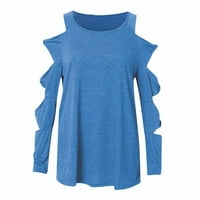 Ženske bluze košulje dugih rukava za casual check majica rever plus veličina gumba gore Vintage casual plaid bluzes majice Tee Leisure l plava