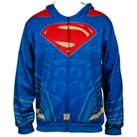 Superman Suit Comic Style Costim Hoodie-Xlarge