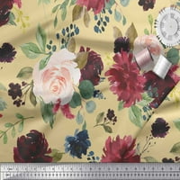 Soimoi Beige Rayon tkanina od lišća i božur cvjetni print šiva šibice tkanine