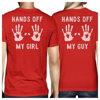 Ruke sa moje djevojke i mog momka crvene slatke podudarajuće parove majice