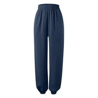 Ženske hlače široke noge visokog struka Pantazso pantalone Radne pantalone labave lounge hlače Khaki ženske hlače mornarice 2xl