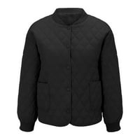 Kaputi za žene jesen i zimski dugi rukav Solid Bool Boolo Bool Diamond Provjerite kratku pamučnu jaknu Black XL