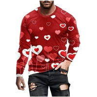 Stamzod dugi rukav majica za muškarce Clearence Casual okrugli vrat Pulover Valentinovo 3D srce tiskane vrhove Bluza Overselizirane krpe Grafičke majice Muškarci