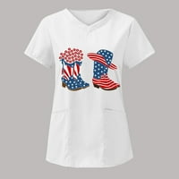 B91XZ PLUS Veličina vrhova ženske ljetne neovisnosti Dan tiskane njege V izrez majica Ljetni vrhovi