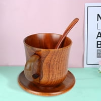 Bestonzon drveni šolja čaj za čaj za kavu mlijeko sa tanjirom i mini kašikom za kućni restoran