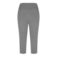 Oalirro Workout pantalone za žene teretane obrezirane hlače Capris gamaše za žene džep siva