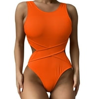 B91XZ Jedno kupaće kostimi Žene Žene Modni kupaći kostimi Bacini Kupaći kostimi s kupaćem kostimu Okrugli haljina kupaca narančasta, m