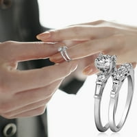 Kayannuo pokloni za žene čišćenje dame modni prsten srebrni pun dijamantski okrugli dijamantski vjenčani prsten poklon prsten 1set božićni pokloni