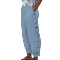 GAECUW LINEN hlače Žene Ljeto Palazzo Pants Plus Veličina Regularne fit duge hlače Lounge pantalone Duks Ležerne prilike Labave vrećaste hlače Mid Stil