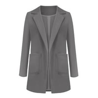 Plus veličine za žene Čvrsti kaput Otvoreni prednji džepovi Cardigan Formalno odijelo Dugi rukavi Formalni kaput Top bluza Radni kaput