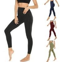Aufmer Hlače za žensko čišćenje elastičnih struka Sportske hlače duge obične joge hlače za žene uska