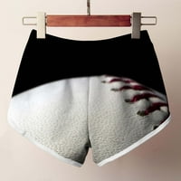 Hlače za žene, ženski lagani ljetni casual elastični pojas bejzbol print kratke hlače Basegy Comfy plaže