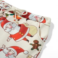Eyicmarn Women Božićne kašike zadebljane hlače janjeće runo Topla Dot Santa Snowflake Šarene svjetiljke Rhombus Ispiši labave pantalone