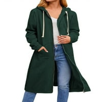 Avamo Žene Prednji zip Solid Boja Dukserice Srednja duljina Ležerna jakna Dame Radne dukseve sa džepovima Blackshish Green 3xl