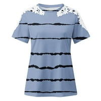 Ženski ljetni vrhovi Trendy grafički okrugli vrat čipka u šupljim majicama majica za mršavljenje kratkih