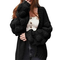 Zunfeo Cardigan džemperi za žene - kratki rukav plus veličina Knit Crewneck Novi dolazak T košulje crne
