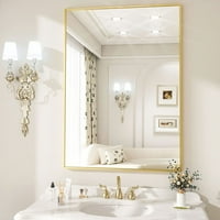 Klasična pravokutna kupaonica Zidno ogledalo sa metalnim okvirom 20 x28 - zlato