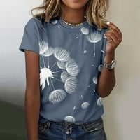 Ženski proljetni ljetni cvijet od tiskanog kratkih rukava o vratu majica TOP SPACE majica Grey XL