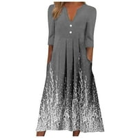 Ženska klirensa Čvrsta V-izrez za sunčanje haljina za sunčanje haljine, haljine, siva, 3xl