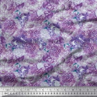 Soimoi Purple Georgette viskoza Tkaninski akvarel cvjetni print Šivaći tkaninu BTY Wide