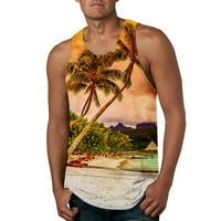Puawkoer muške proljeće ljeto casual top košulje od plaže otisnute o izrez bluza bez rukava vrhunska