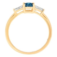 0.8ct smaragdni rez plavi prirodni london plavi topaz 18k žuti zlatni gravirajući izjavu godišnjica Angažman vjenčanja Trobotna prstena veličine 8