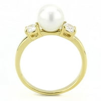 Zlatni biserni ženski prsten od nehrđajućeg čelika Anillo Color Oro Perla para mujer acero inoksidljivo