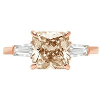 Simulirani dijamant s smeđim šampanjcem od 3CT-a na bravu 18K 18K Gold Graving Izjava Godišnjica Angažovanja vjenčanog kamenog prstena veličine 3,75