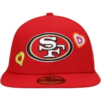 Muškarci New Era Scarlet San Francisco 49ers Chain Stitch srce 59Fifty ugrađeni šešir