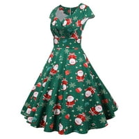Gotyou haljina za žene Vintage kratki rukav Božić iz 1950-ih kuća za večernja party mamur haljina zelena s