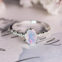 Mnjin Fashion Exquisite Vintage Opal Diamond Prstenovi za žene Angažovanje prstenasti pokloni bijeli
