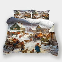 3D Duvet pokriva božićnu kuću Vintage Highred tekstil crtani figure snježni dekor posteljina odijelo