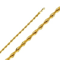 Jewels 14k žuti zlatni jastog kandža koplja šuplji dijamantna ogrlica od konopa