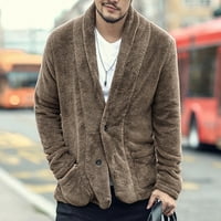 Zimski kaputi za muškarce - V vrat moda FAU krznena jakna dugi rukav gornji odjećni odjećni kaput od