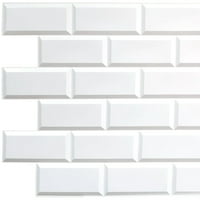 Dundee Deco's White Fau Bricks PVC 3D zidna ploča, 3. FT 1. FT, dizajn enterijera Zidne obloge Dekor komercijalna i stambena primjena, Sq.