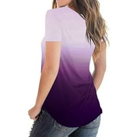 TOTO majice za žene Ležerne prilike gradijentni šuplji cvjetni print poprečno rezani kratki majica s kratkim rukavima s kratkim rukavima