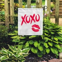 Crveni Xoxo zagrljaji i poljupci četkica za usne Kiss Kiss Kiss Garden Zastava Dekorativna zastava Kuća baner