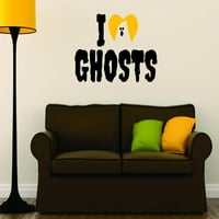 Prilagođeni zidni naljepnica Vinil naljepnica: Volim Ghost Halloween Holiday Sezonski ukras slika Art Sign 16x32