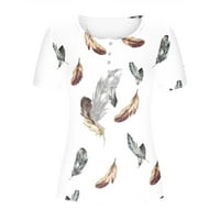 Proljetni vrhovi za žene Ležerne prilike ljetne s majice kratkih rukava okrugli vrat Thirts labava bluza,